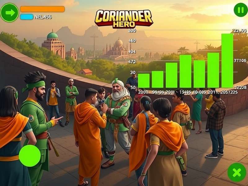 Coriander Hero download statistics graph showing growth in India
