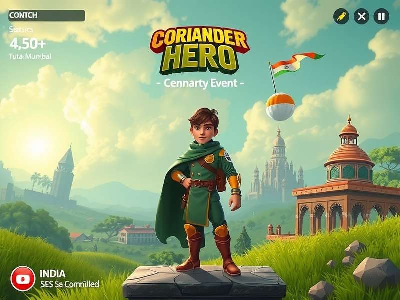 Coriander Hero gameplay screenshot showing character in Indian landscape